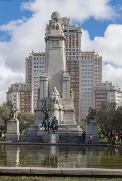 Monumento a Cervantes a Madrid — Foto Stock