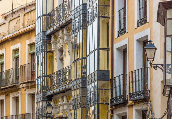 Spain, Toledo, facades of houses in the evening light
