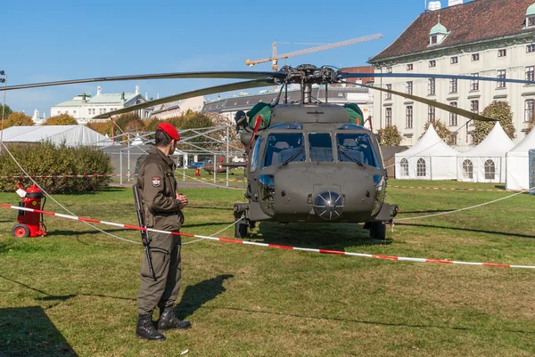 Austria, Vienna, army helicopter on the lawn at the Hofburg — Stock Photo, Image