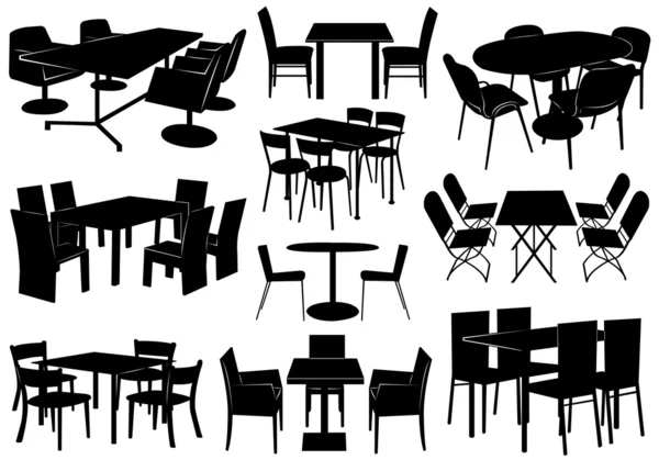 Illustratie van tafels en stoelen — Stockvector