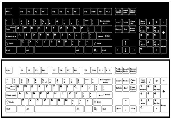 Teclado blanco y negro — Archivo Imágenes Vectoriales