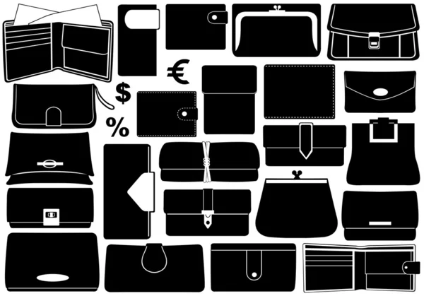 Set of different wallets — Stock Vector