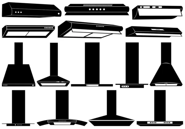 Ensemble hotte de cuisinière — Image vectorielle