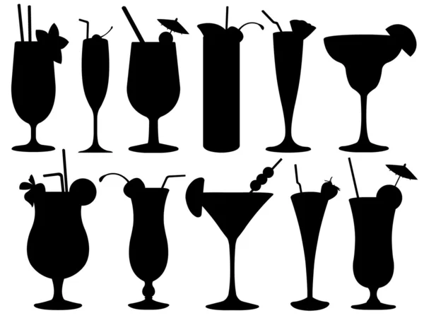 Set van cocktail glazen — Stockvector