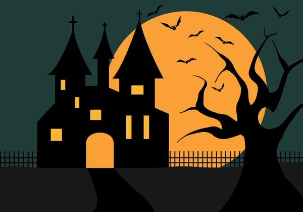 Ilustración de un castillo de Halloween — Archivo Imágenes Vectoriales