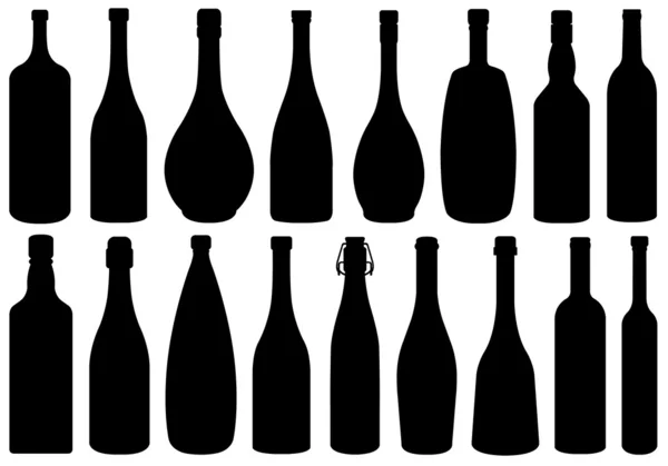 Set de diferentes botellas de vidrio — Archivo Imágenes Vectoriales