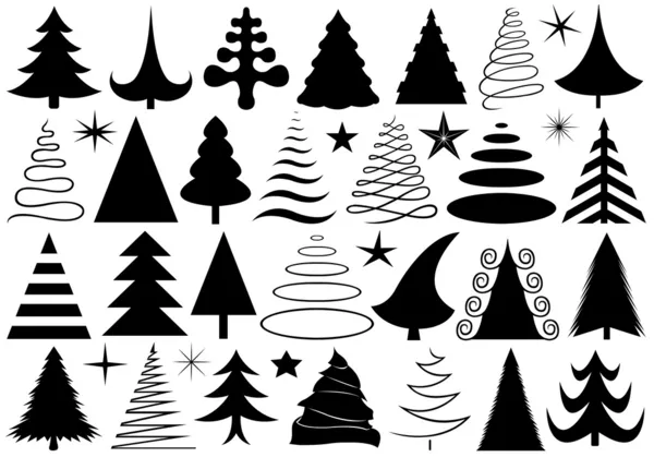 Conjunto de diferentes árboles de Navidad — Vector de stock