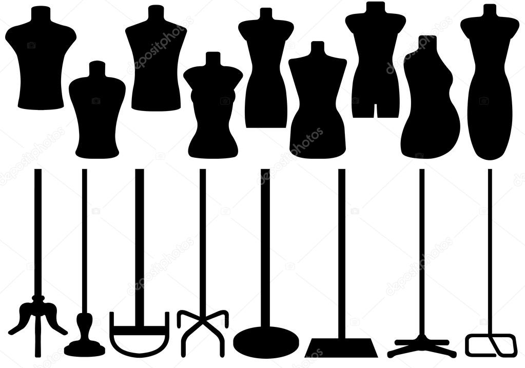 Set of different tailor's mannequin