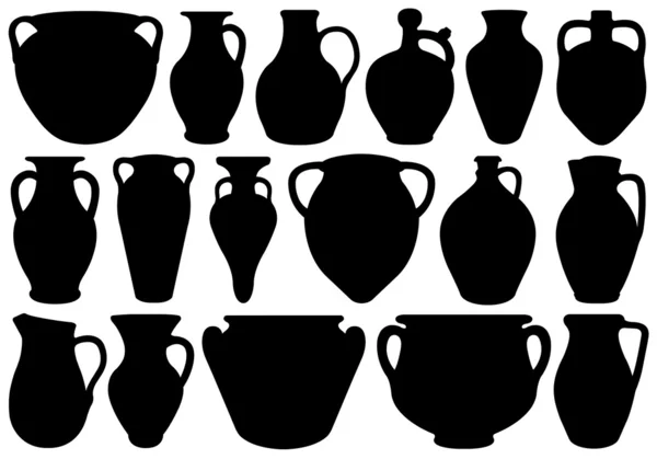 Ensemble de différentes poteries en argile — Image vectorielle