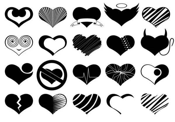 Conjunto de corazones diferentes — Vector de stock