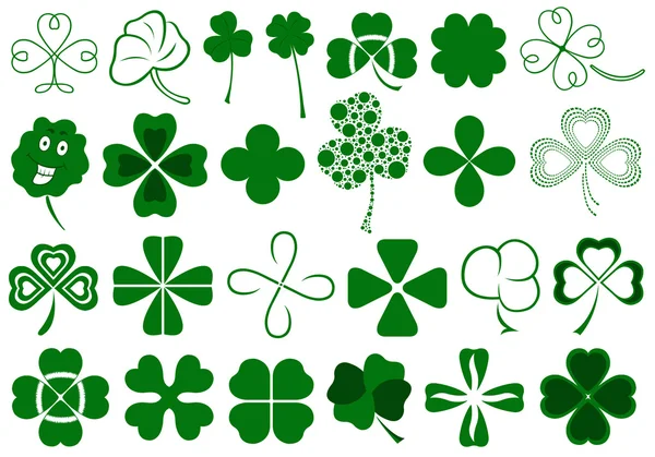 Set of different clovers set — Stock Vector