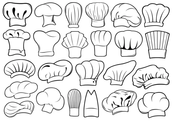 Set of different chef hats — Stock Vector