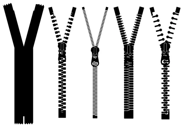 Set of different zippers — Stock Vector