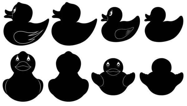 Set Different Rubber Ducks Isolated White — Stock Vector