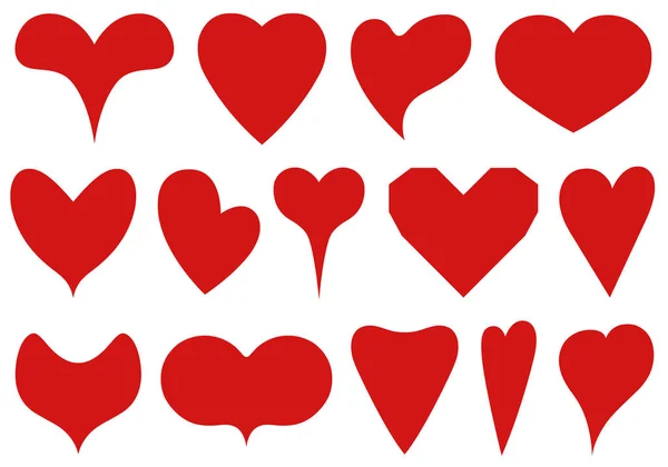 Εικονογράφηση Διαφορετικών Σχημάτων Καρδιάς Που Απομονώνονται Στο Λευκό — Διανυσματικό Αρχείο