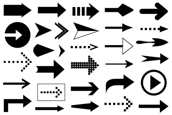 Verzameling Van Verschillende Pijlen Geïsoleerd Wit — Stockvector