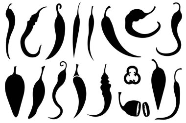 Beyaz üzerine izole edilmiş farklı kırmızı biberler.