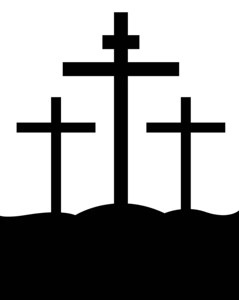 Illustration Crucifixion Jesus Christ Cross Calvary Mountain Isolated White — Vettoriale Stock