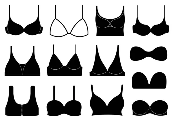 Set Different Bras Isolated White — Stock Vector