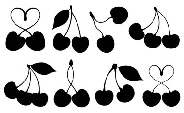 Beyaz üzerine izole edilmiş farklı kirazlar.