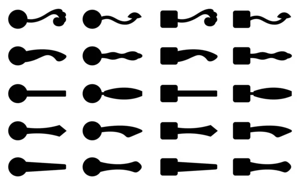 Coleção Diferentes Maçanetas Isoladas Branco — Vetor de Stock