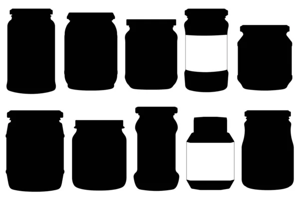 Group Different Jars Illustration Isolated White — Stok Vektör