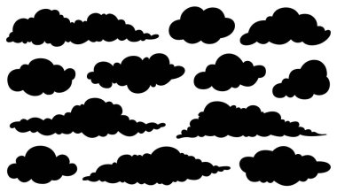 Group of different clouds isolated on white