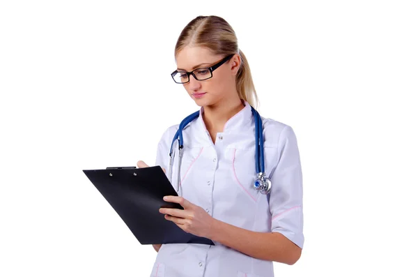 Portrait of girl doctor with folder — Stock Photo, Image