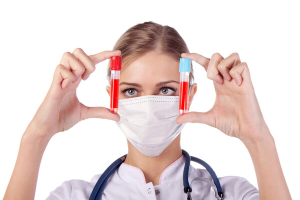 Portrait of a girl doctor. phonendoscope