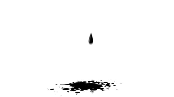 Goccia nera cade sul fondo, una pozzanghera nera, Blob — Video Stock