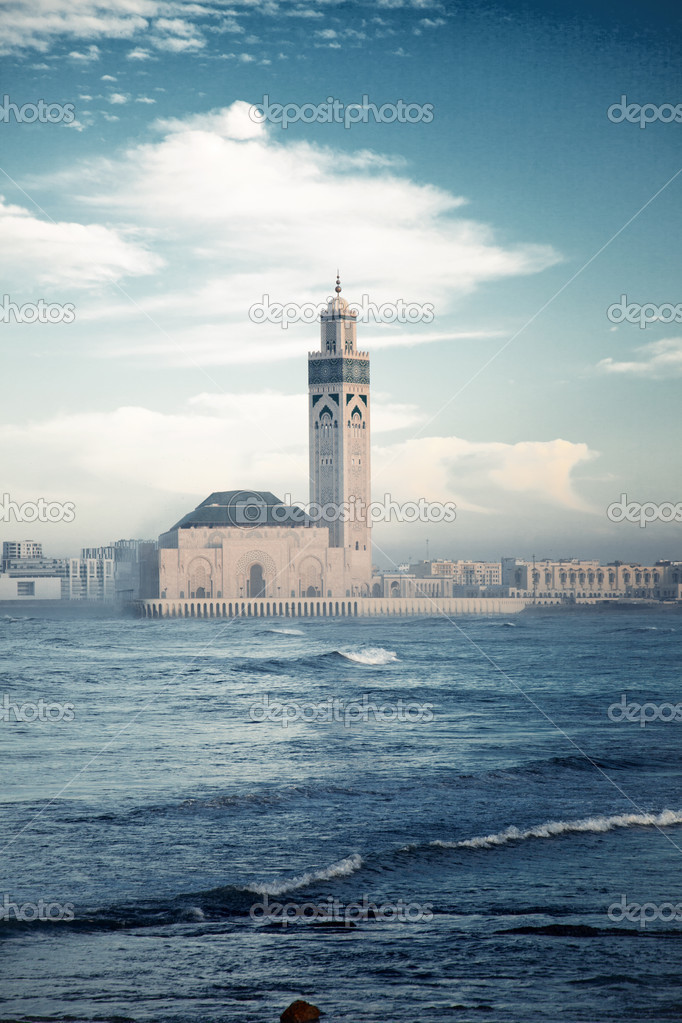 Image of the muslim minaret in Morocco Hassan II