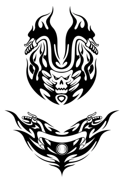 Twee tribal fiets tatoeages — Stockvector