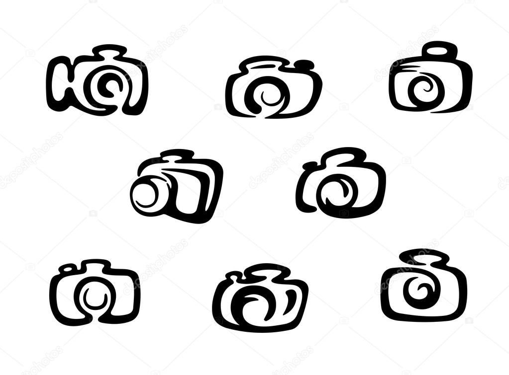 Set of photo camera symbols and icons