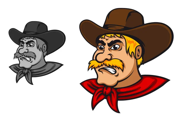 Cowboy occidentale arrabbiato — Vettoriale Stock