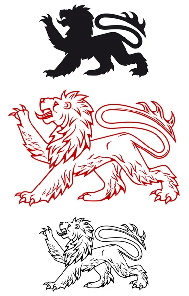 Medeltida heraldiska lejon — Stock vektor