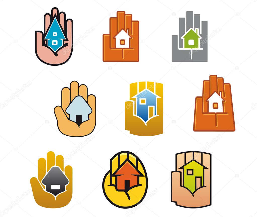Little house in hands for real estate business design
