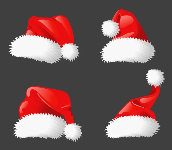Chapeaux de Noël du père Noël — Image vectorielle
