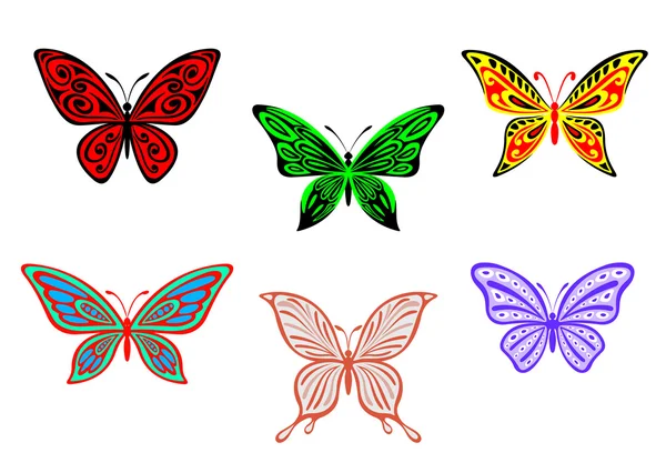 Σύνολο πολύχρωμες πεταλούδες — Διανυσματικό Αρχείο