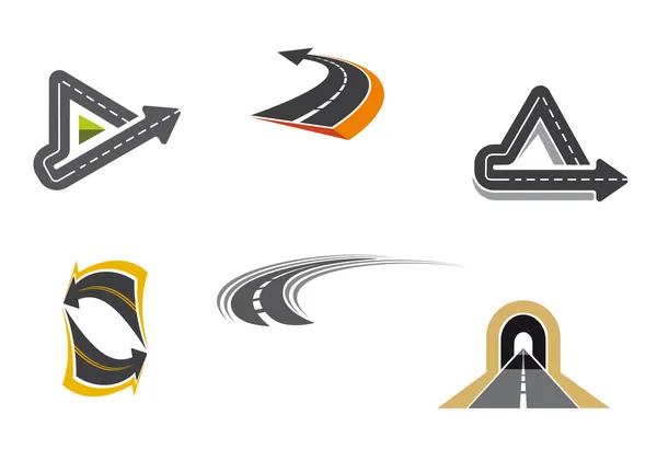 Simbol jalan dan jalan raya Stok Vektor