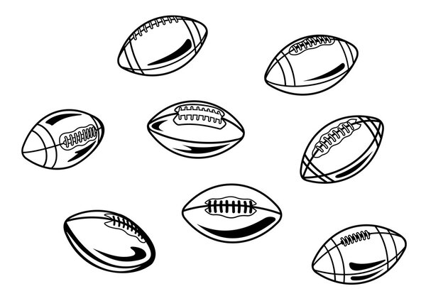 Rugby and american football balls — Stock Vector