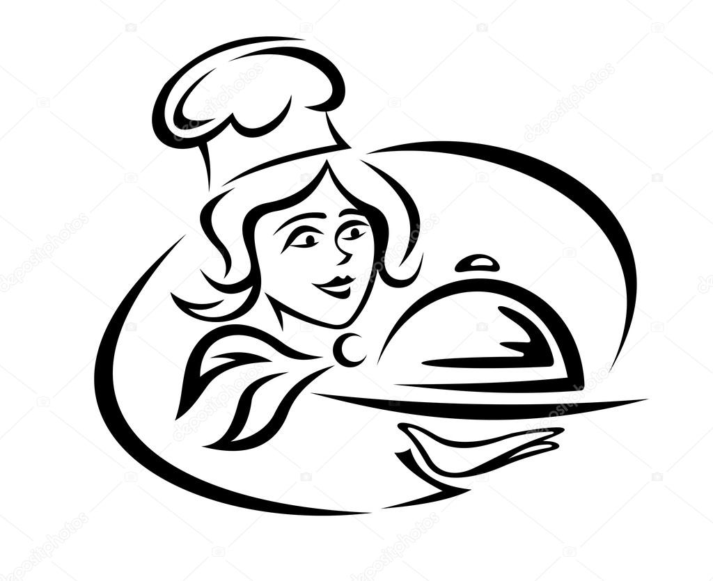 Young waiter with food tray for catering design