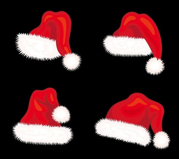 Invierno Santa Claus sombreros — Vector de stock