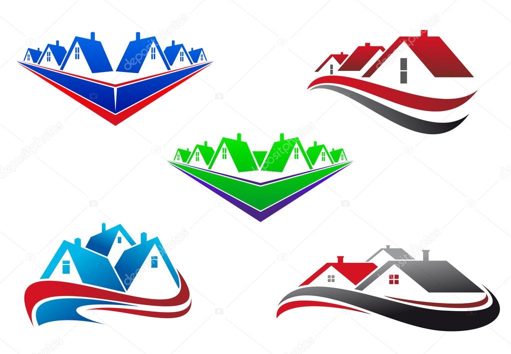 Real estate symbols - roofs and houses elements