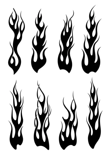 Ensemble de flammes tribales noires — Image vectorielle