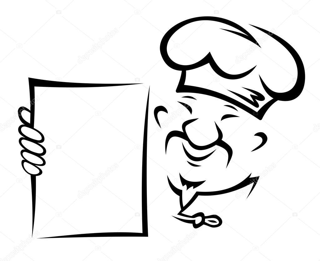 Chinese chef with blank menu paper for asian restaurant design