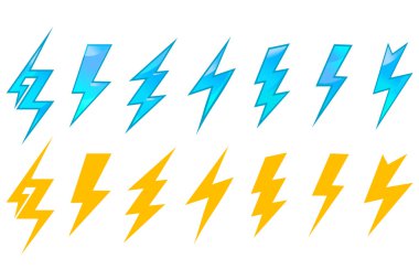 Lightning icons and symbols clipart