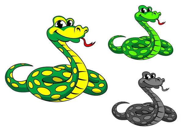 Divertida serpiente pitón de dibujos animados — Vector de stock