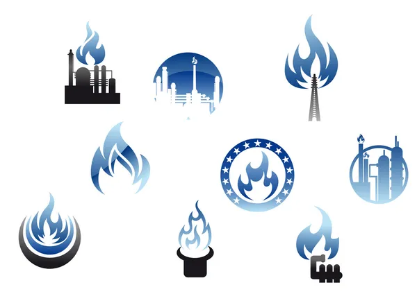 Gas industrie symbolen en pictogrammen — Stockvector