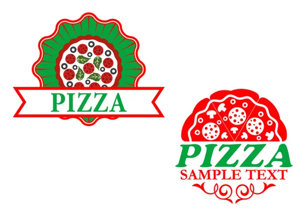 Italská pizza erby a nápisy — Stockový vektor