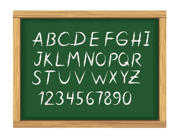 Consiglio scolastico con lettere in alfabeto gesso — Vettoriale Stock